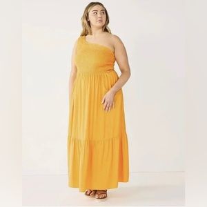 NEW Nine West One-Shoulder Smocked Maxi Dress. 4X